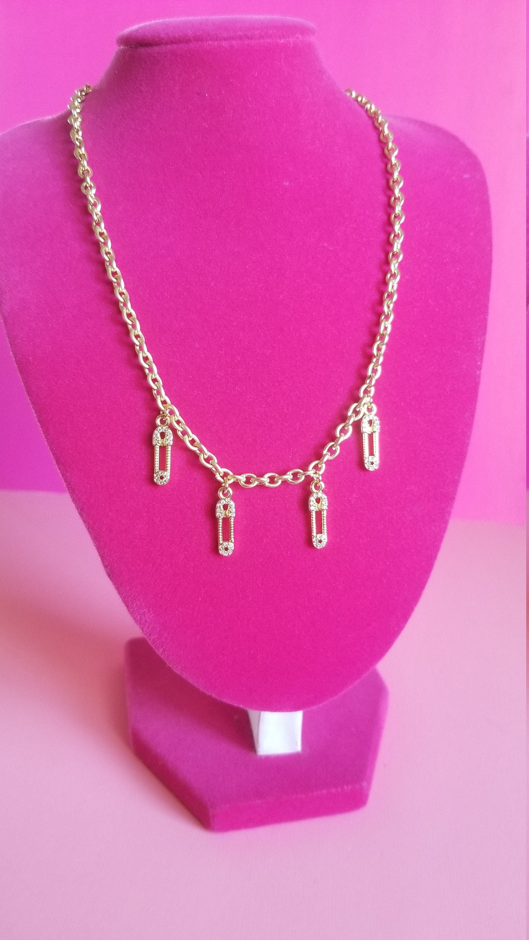 PRETTY PUNK CHOKER Safety Pin Choker Gold Choker Etsy Polska