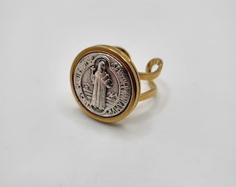 SAINT BENEDICT RING, Stainless Steel Ring Shank