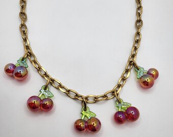 HOT CHERRY NECKLACE, 18 in Stainless Steel Chain