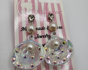 SPARKLE SHELL EARRINGS, Mermaid Earrings