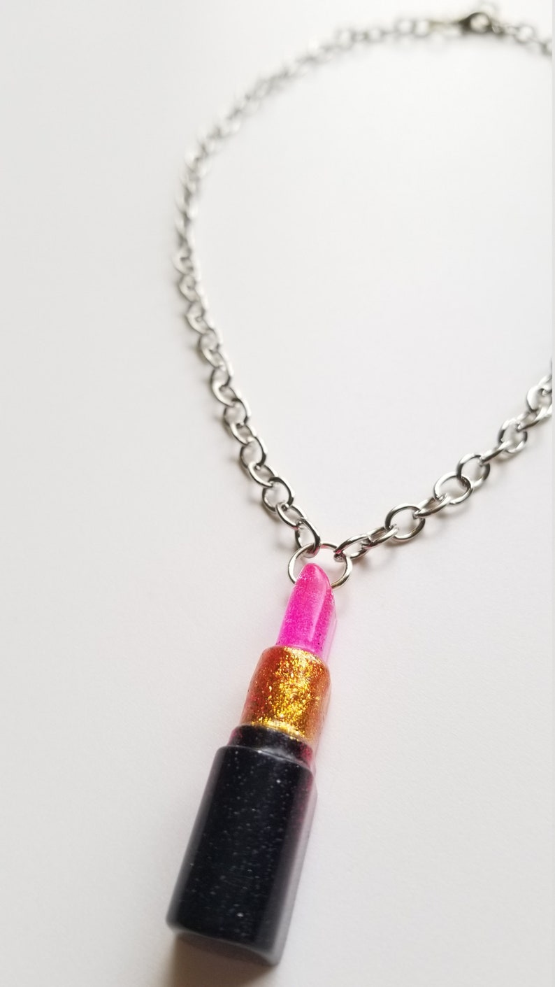HOT PINK LIPSTICK Necklace 16 Inch Necklace Makeup Necklace Etsy