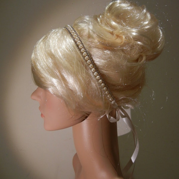 Pearl Headband, Pearl Hairpiece, Pearl Headpiece, Rhinestone Headband, Wedding Headband, Bridal Headpiece, Bridal Headband.