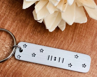11:11, Small Aluminum Hand Stamped Keychain