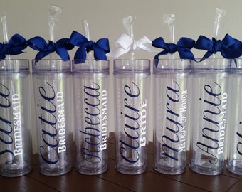 Skinny Personalized Tumbler, Bridesmaid Gift, Bridal Party, Bachelorette Party, Bridesmaid Tumbler