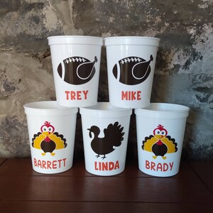 THANKSGIVING--Personalized Turkey Cups-Clear Cups with Lid and Straw-Birthday Cups-Thanksgiving Cups-Holiday Cups--Seasonal Cups