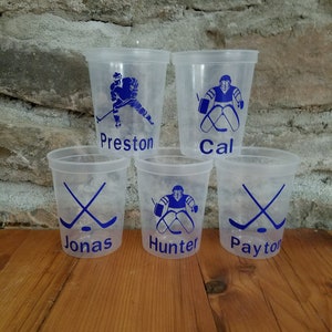 Personalized Ice Hockey Cup -- Clear Cups with Lid and Straw