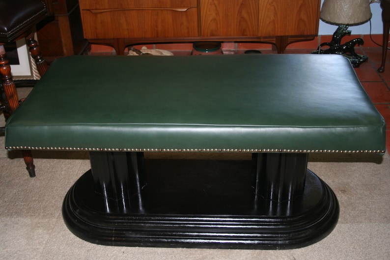Re Purposed Modern Green Leather Bench Ottoman Coffee Etsy