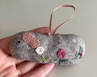 Hand Sewn & Embroidered Felt Guinea Pig Christmas Decoration
