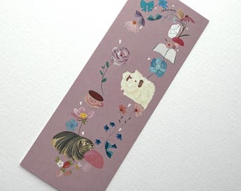 Guinea Pig Bookmark – Cute Floral Animal Bookmark | Gift for Guinea Pig & Small Pet Lovers |