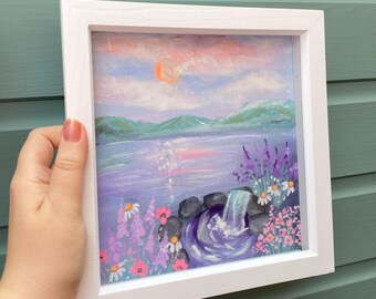 Fairy Pools Original Hand Painted Acrylic Painting | Framed Nature Art, 8x8