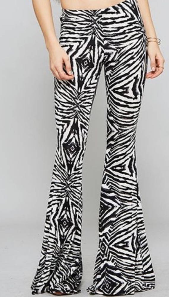black and white flare pants
