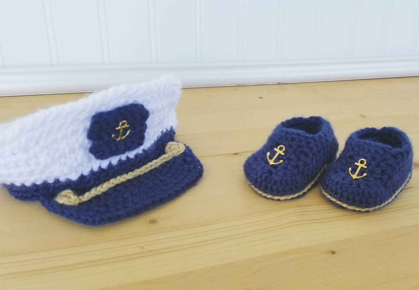 Baby Sailor Set Crochet Baby Sailor Hat Newborn Photo Prop Etsy