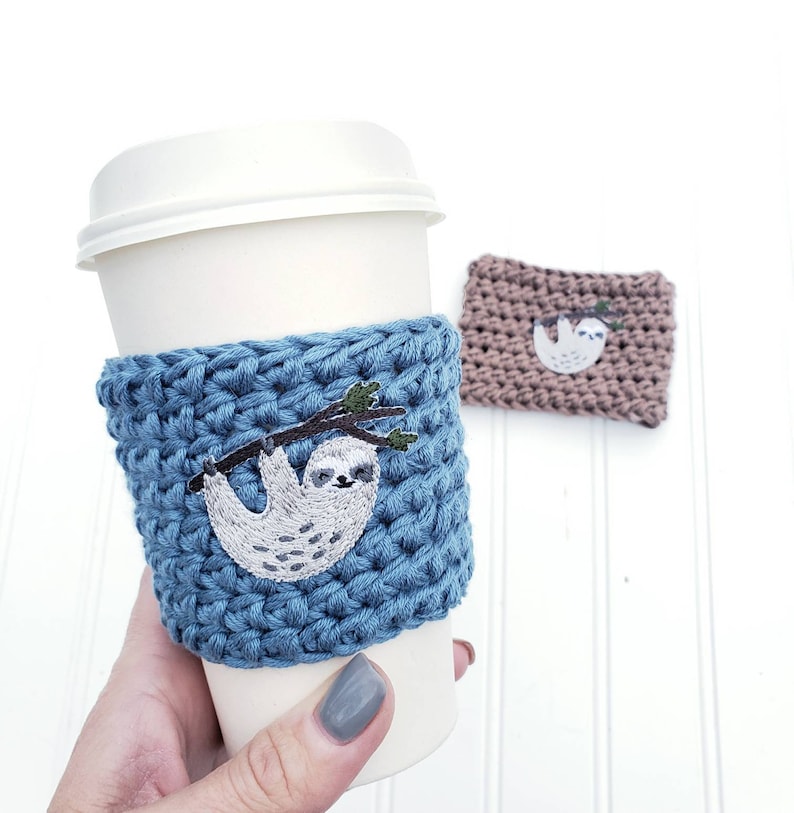 Sloth Coffee Cozy Crochet Coffee Cozy Sloth Gift image 0