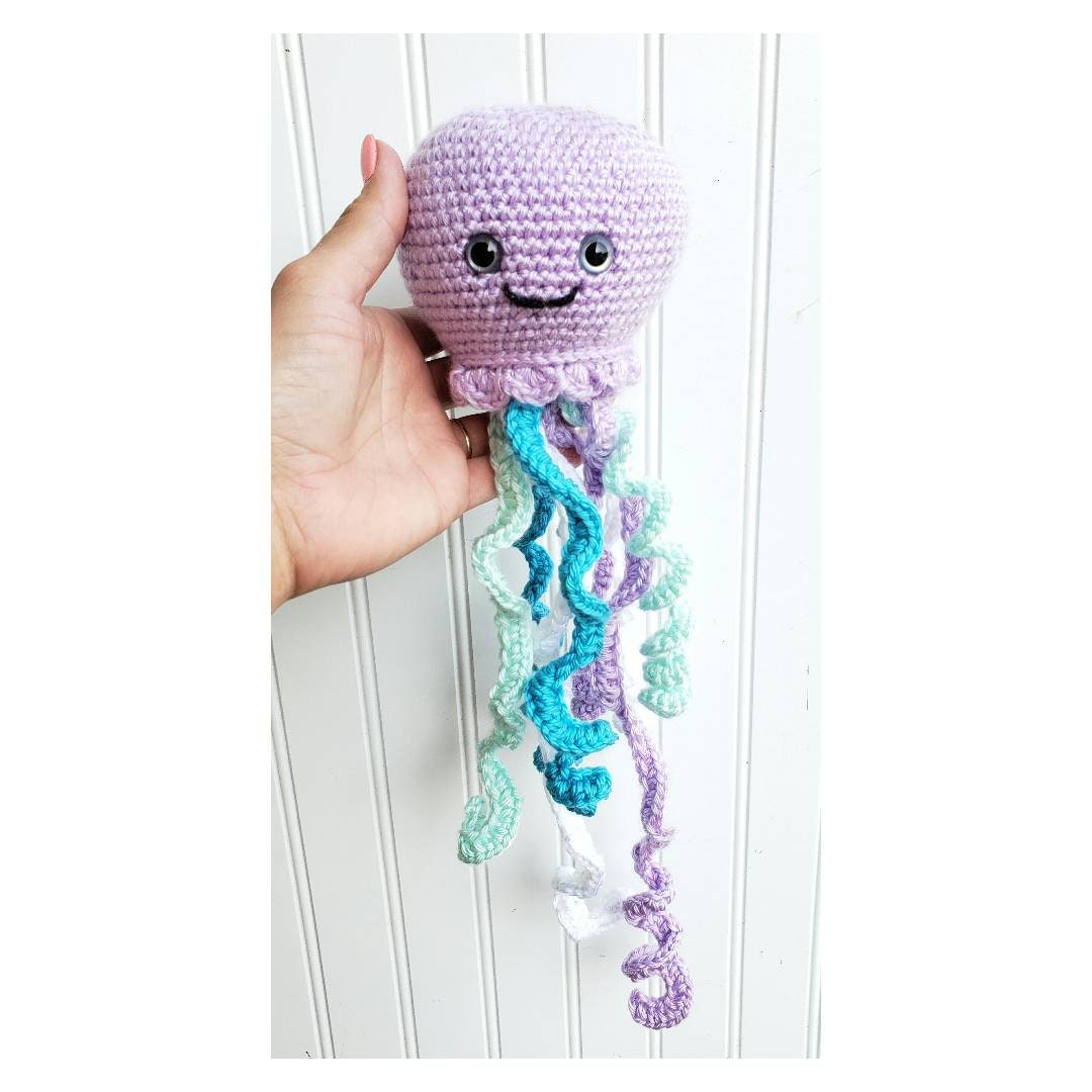 Crochet Jellyfish Plush Amigurumi Jellyfish Toddler Toy Etsy