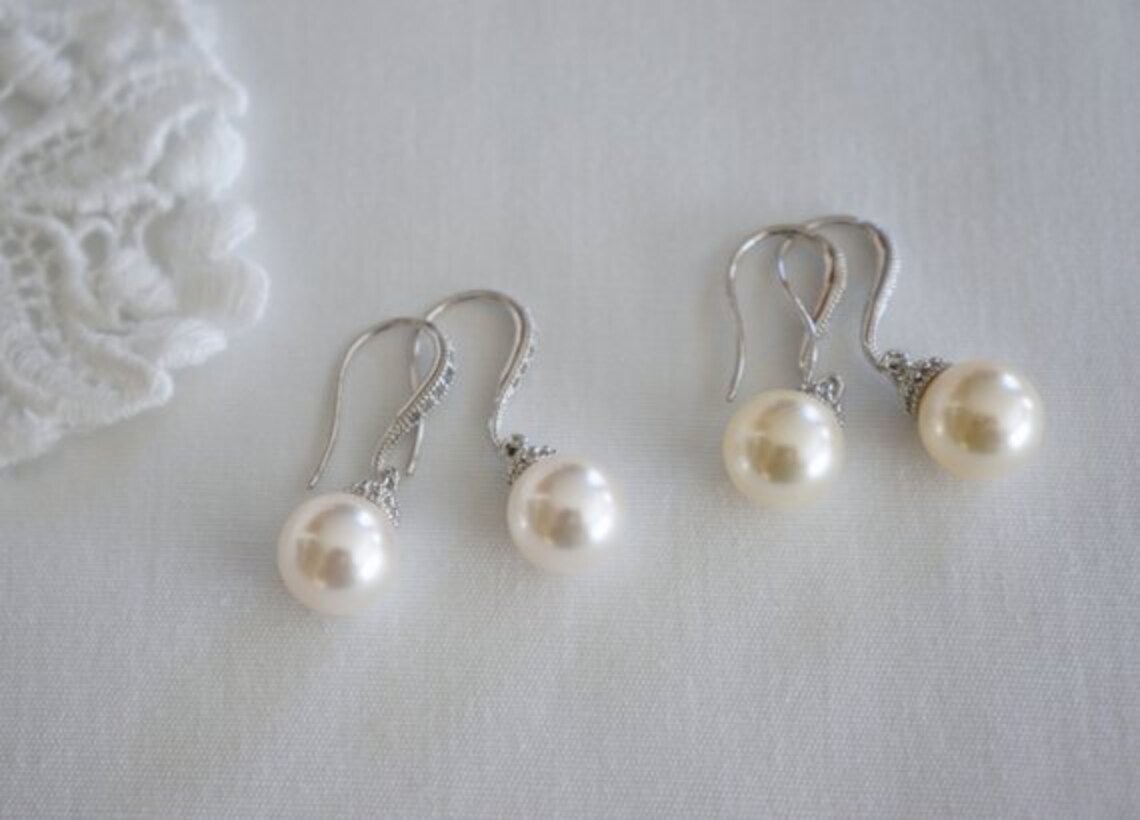 Pearl Bridesmaid Jewelry SET of 2 Wedding Jewelry for Brides Etsy