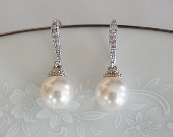 Pearl Bridal Earrings Wedding Jewelry for Brides Pearl Bridesmaid Earrings Pearl Bridal Jewelry Wedding Jewelry