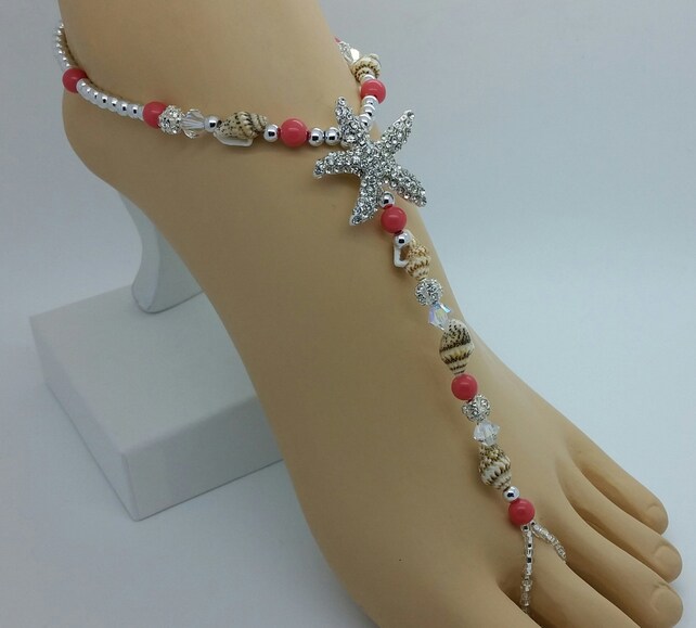 Seashell Starfish Coral Pearl Foot Jewelry Wedding Starfish Barefoot