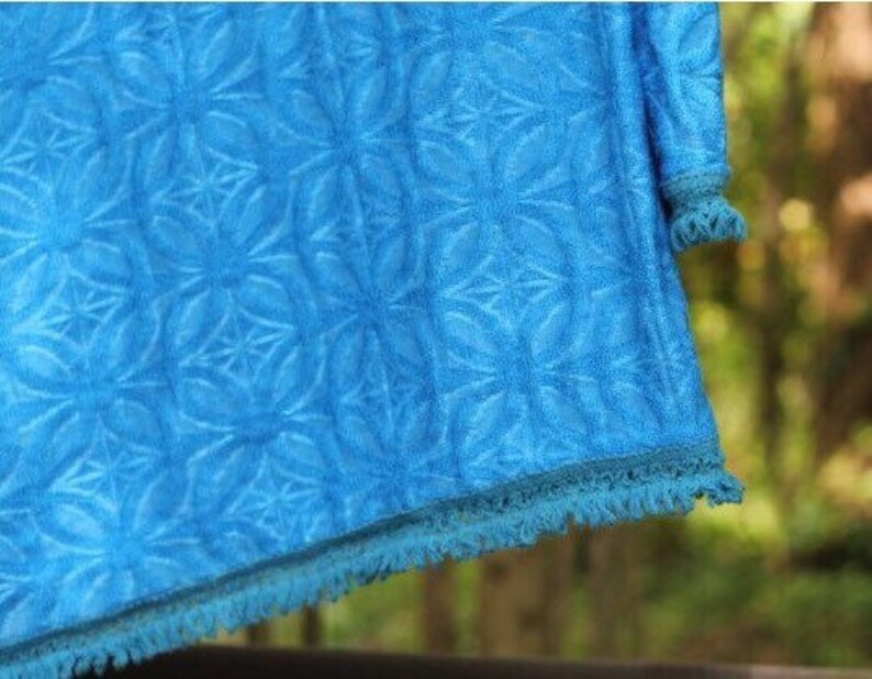 Turquoise blue knitted fringe floral paisley throw blanket Etsy