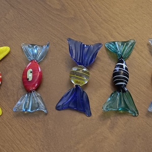 Hand Blown Murano Style Glass Candies - Set of 7