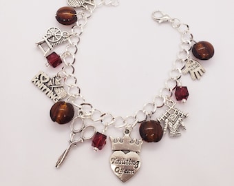 Knitting Queen Charm Bracelet