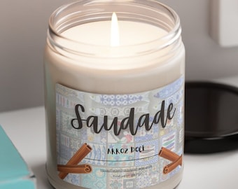 Arroz Doce pudding Scented Soy Candle Portuguese SAUDADE Candle Rice Portuguese , 9oz| artful european | portuguese patterns  azore