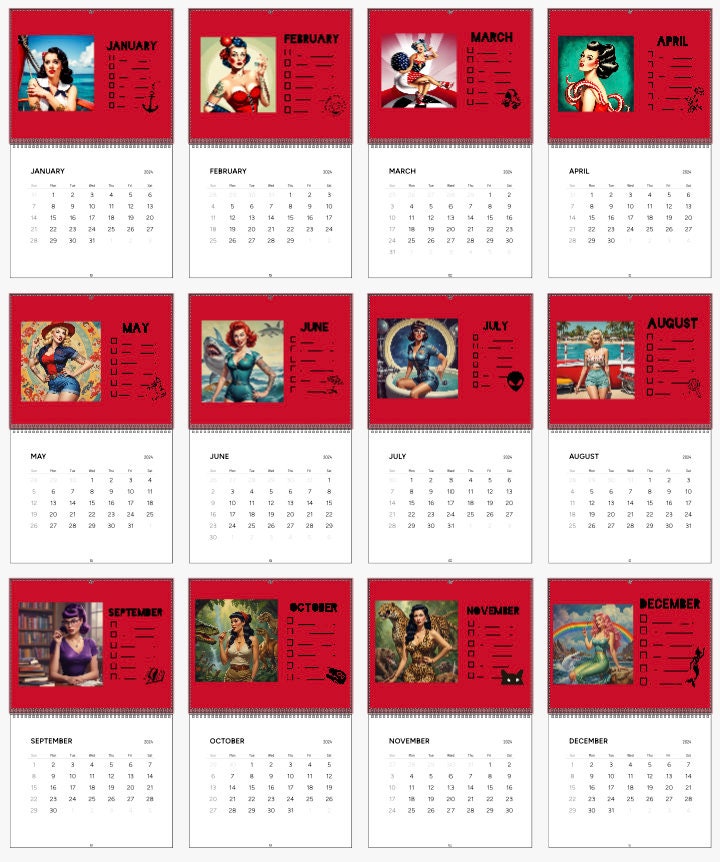Official A.I. Pin up Girls Wall Calendars 2024 Etsy