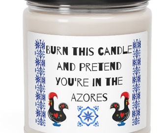 Burn this candle and pretend you&#39;re in the Azores portuguese gift candle Scented Soy Candle, 9oz| artful european | portuguese patterns