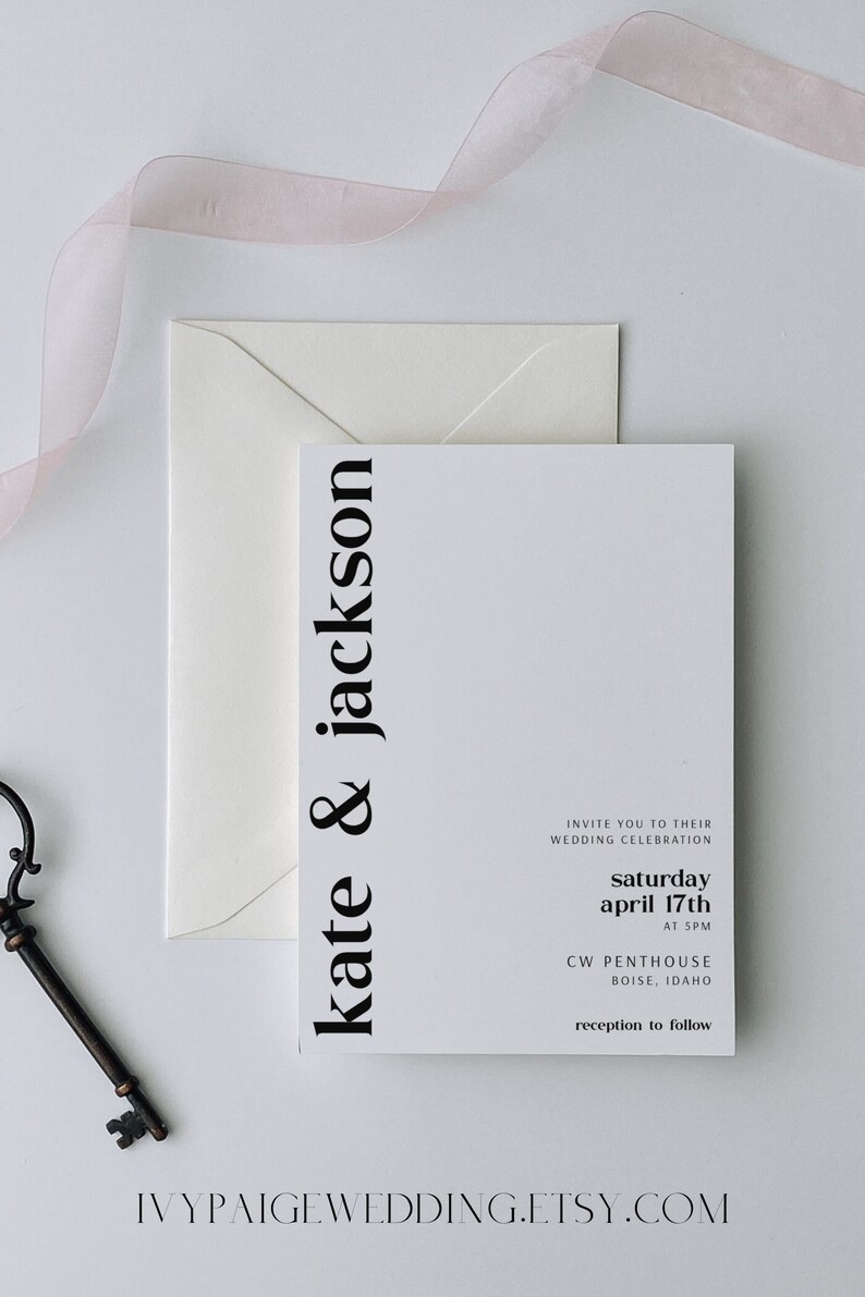Kate Modern Wedding Invitation Template Bold Wedding Etsy