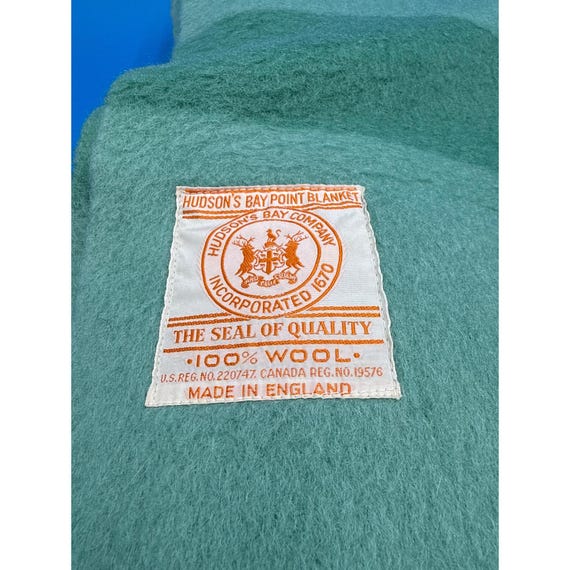 ビンテージ イングランド製 HUDSON'S BAY ウール ブランケット Vintage Hudsons Bay 4 Point Green Wool Blanket Made in England 90