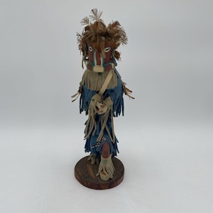 Navajo KOKOPELLI Kachina Doll Humpbacked Folk Art Carving Signed 12” Hopi