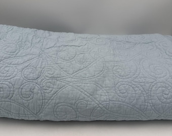 Laura Ashley Felicity Breeze Blue Cotton Coverlet Quilt 95x104 Queen Bedspread