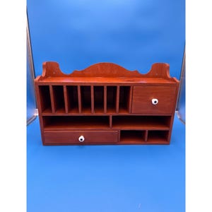 Vintage houten bureauopberger Lades Wood Cubby Rustiek Cottagecore