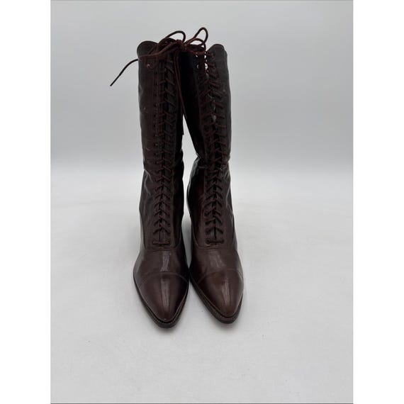 Antique Victorian Leather Lace up Womens Ankle Boots Shoes Brown