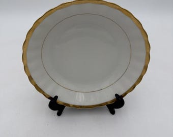 Tigela de sopa redonda Elite Works Limoges France com detalhes em ouro, 19 cm (1 peça)