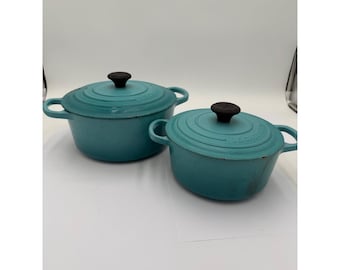 Le Creuset Caribbean Blue Cast Iron Dutch Oven Set With Lids 2 Qt & 3.5 Qt