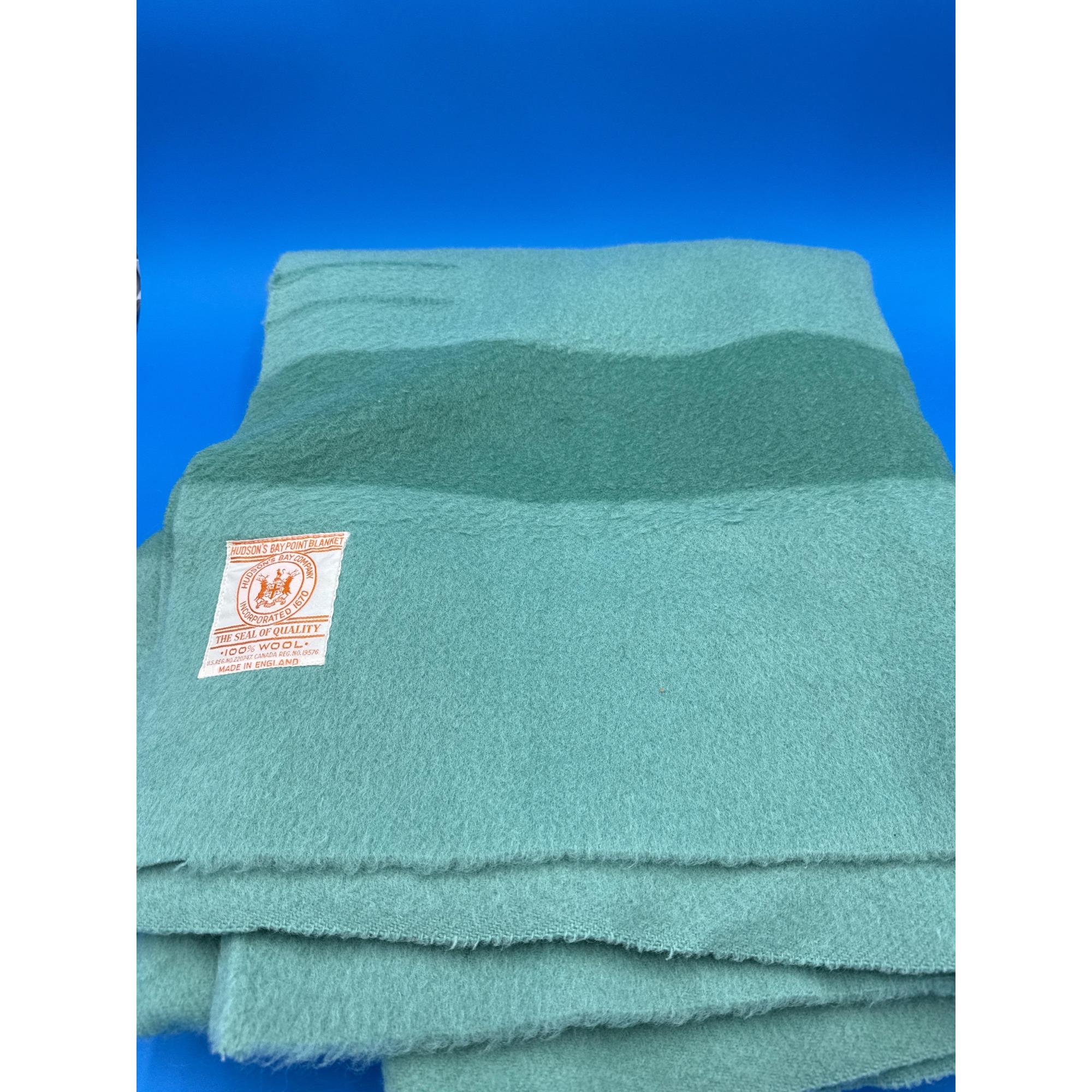 ビンテージ イングランド製 HUDSON'S BAY ウール ブランケット Vintage Hudsons Bay 4 Point Green Wool Blanket Made in England 90