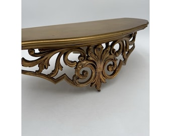 Vintage Siroco Gold Kunstharz Wandregal Verziertes Dekor Hollywood Regency MCM