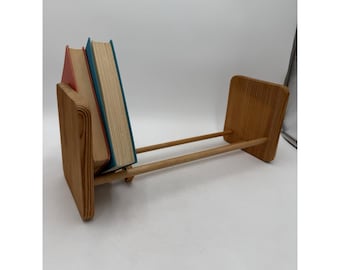 Soporte de madera vintage para libros, mesa, mostrador, cocina, estante de madera, soporte para libros de cocina