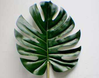 25" Palm Leaf, Monstera Leaf, Green Stem, Greenery, Faux Leaf, Artificial Plants, Green stems, Leaf Stem, Home Accents, Wedding Greens