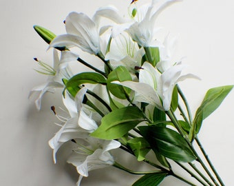 Lys de Pâques Realtouch, lis de Pâques 20 pouces, faux lys, bouquet de mariée artificiel, plante, fleurs en soie, composition florale printanière