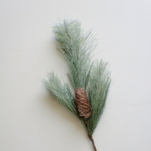 20&quot; Frosted Pine Spray With a Pinecone Artificial Pine Spray, Stem Christmas Greenery, Winter Greenery Holiday Artificial Evergreen Cedar