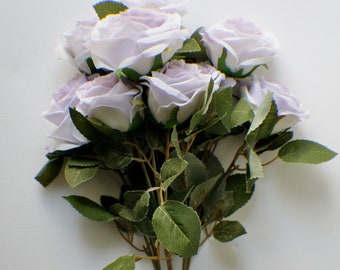 10 Purple roses bunch, Dusty lavender Silk Artificial Flowers, DIY wedding flowers, flower crown flowers, flower crown supplies
