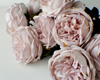 Dusty Rose peony bunch, Rose Gold Silk Artificial Flowers, DIY wedding flowers, Floral stems, Flower Bunch, Home Accents, Center Piece