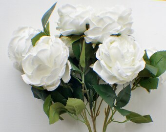 10 Ivory roses bunch, Off White Silk Artificial Flowers, DIY wedding flowers, flower crown flowers, flower crown supplies