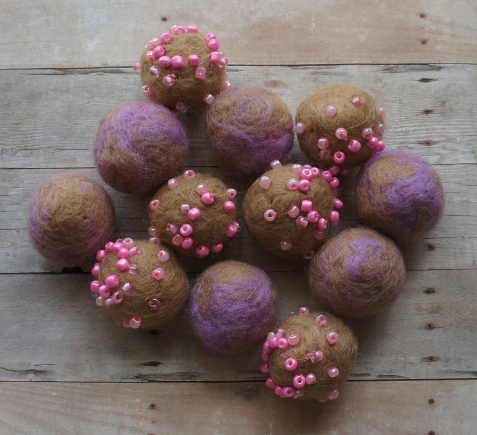 Felt Beads Extra Large Beads Violet Shades Beads Beads Felt Etsy