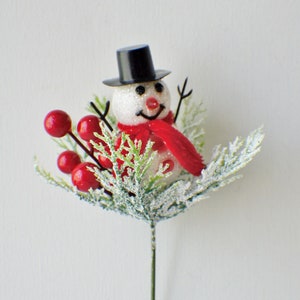 Snowman Pick, Pine Berry Pick, Stem, Pick, Vase Filler, Christmas Greenery, Berry Greenery Holiday Home Decor Artificial Holly Berry