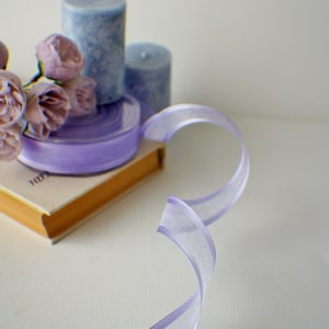 23 mm lavendel organzalint, vlechtlint, volledige rol of op maat geknipt.