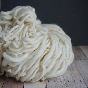 SALE: Thick and Thin Slub Yarn Handspun Undyed French Merino 60 yards Dread making
