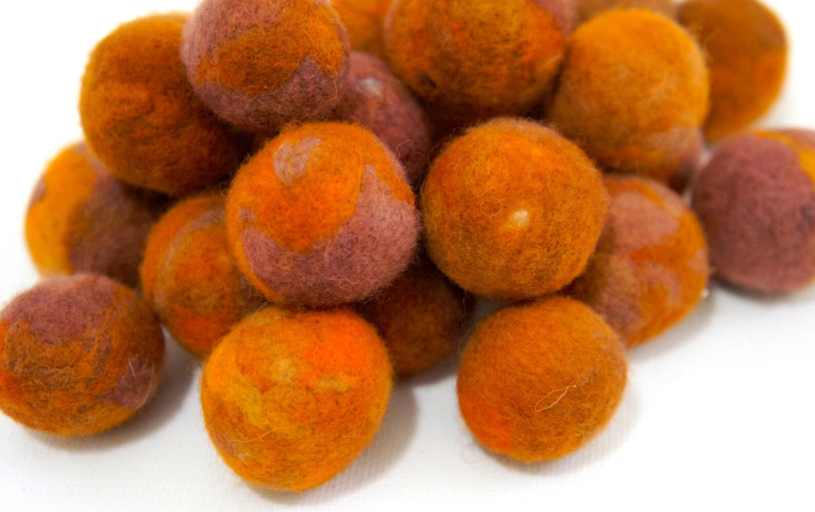 Felt Beads Extra Large Beads Orange Shades Beads Felt Balls Etsy