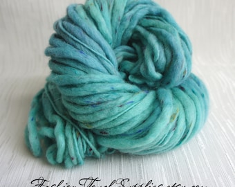Handspun Thick and Thin Merino Wool Yarn: Caribbean Blues